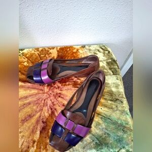 Women's Purple and Brown Open-Toe Shoes
